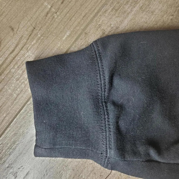 GUESS Black Faux Leather Panel Women's Pullover Sweatshirt Small - Picture 9 of 15